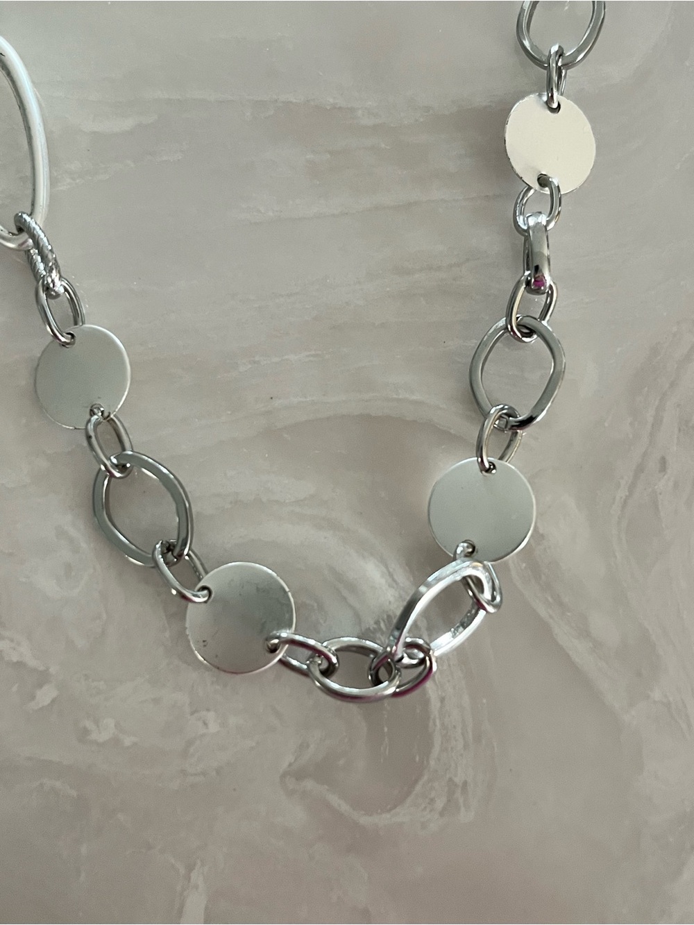 Chicos Silver Disc Link Necklace